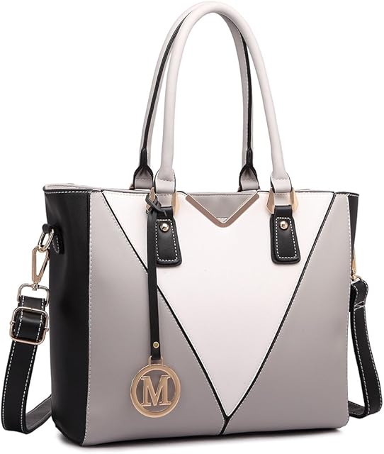 Miss Lulu Leather Look V-Shape Shoulder Handbag Lightweight Medium Tote Bag Handbags for Women