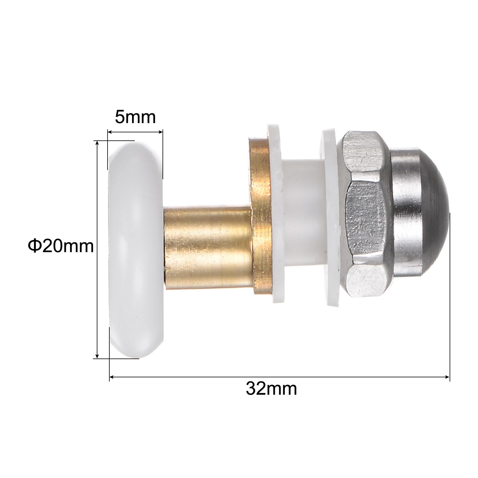 sourcing map Lot de 4 roulettes de rechange pour porte de douche, 20 mm de diamètre, pièce de rechange pour porte de douche coulissante en verre