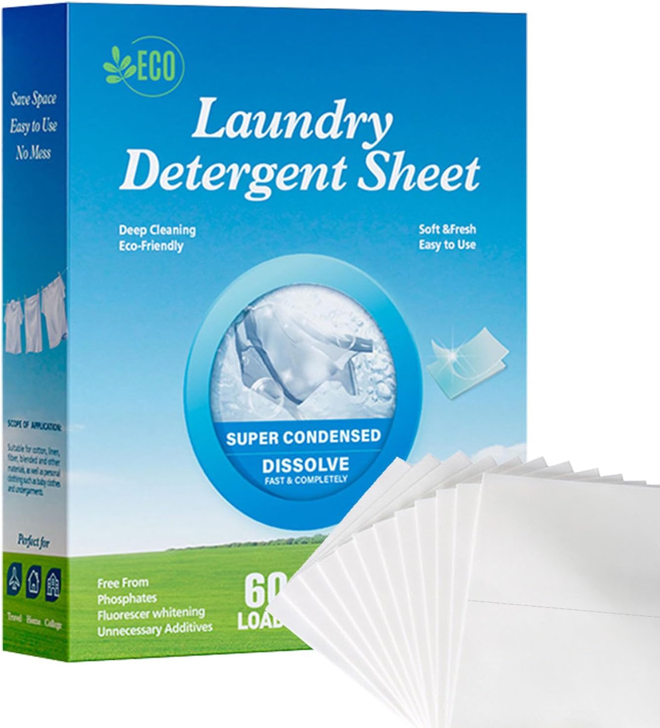 Laundry Detergent Sheets (30pcs) Detergent Sheets, Washer Sheets for Dorm Life Or