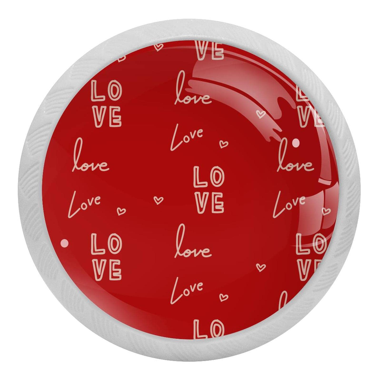 Poignées rondes en verre haut de gamme pour commode et placards au design lettres d'amour