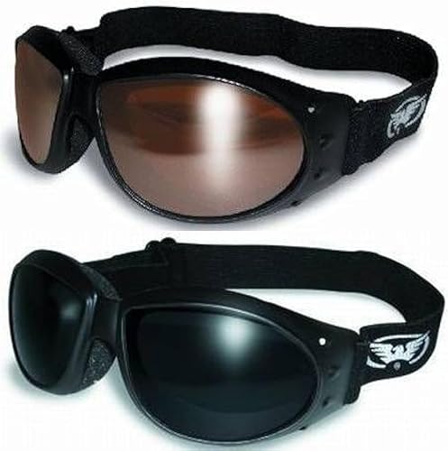 GV (2 gafas) Motocicleta ATV Riding Dirt Bike Espejo de conducción y gafas de sol súper oscuras Gafas de sol Burning Man más bolsas de almacenamiento