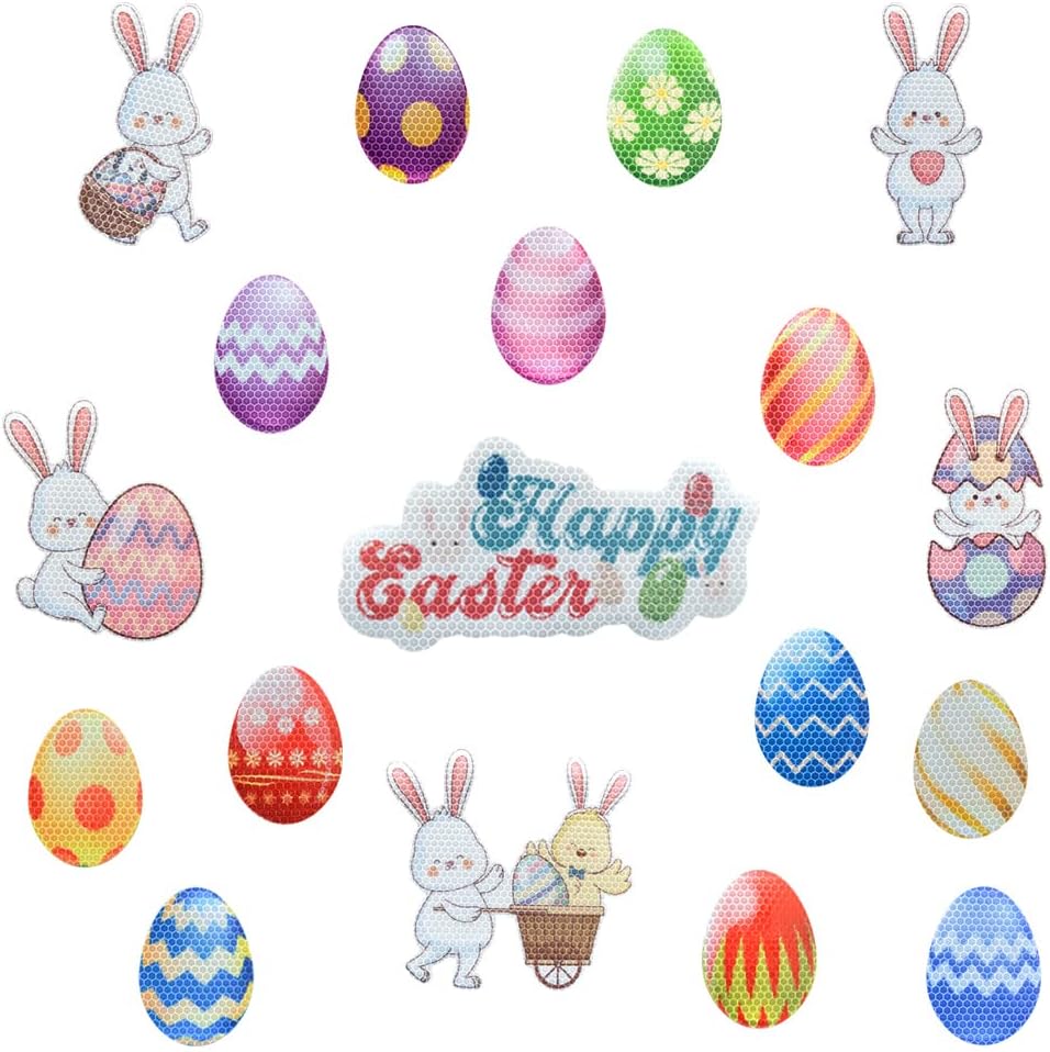 18 Pieces Easter Decoration Stickers Happy Easter Decoration Outdoor Stickers Car Fridge Stickers Easter Egg Bunny