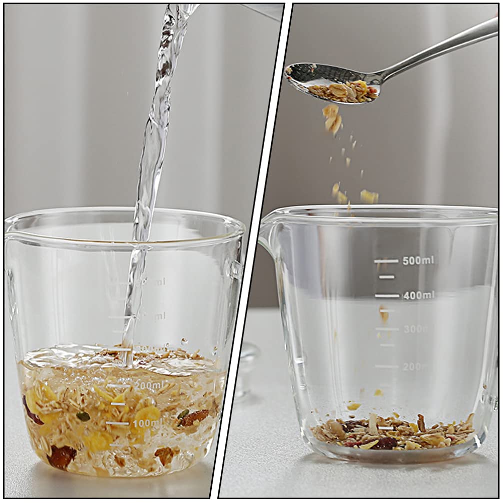 Tomaibaby Messbecher Milchkännchen Milchkanne 500ml Sahnekanne Sauciere Glaskanne Glas Hitzebeständig Messkanne mit Deckel Fett- Trenn- Kanne für Eier Milch Sahne Sauce Kaffee