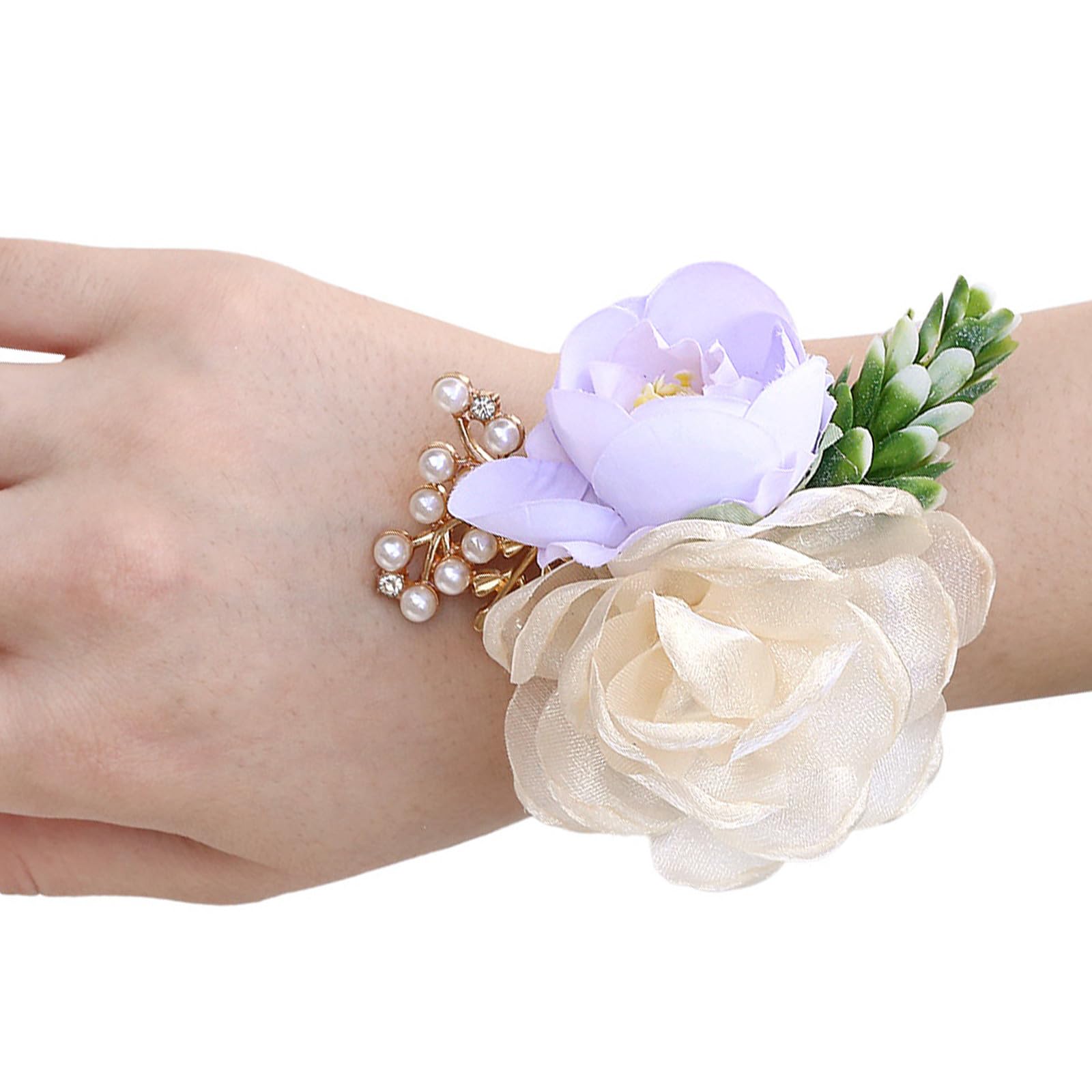ZBIianxer Luxury Silk Wrist Corsage for Bridal Party Prom Night Dance Event Rehearsal Dinner Accessories Wedding Wrist Flower Silk Ribbon Bridal Photography