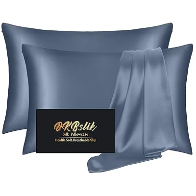 Silk Pillow Cases 2 Pack, Mulberry Silk Pillowcases Standard Set of 2, Health, Smooth, Anti Acne, Beauty Sleep, Both Sides Natural Silk Satin Pillow Cases for Women 2 Pack with Zipper for Gift,White