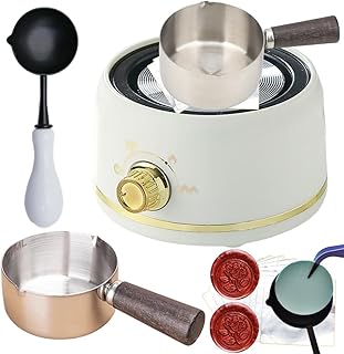 Sealing Wax Warmer Electric, Electrical Wax Seal Melting Warmer Furnace Kit with a 80ml Large Spoon, a Non-Slip Melt Scoop Great Tool for Melting Waxs Seals Sticks Beads (White)