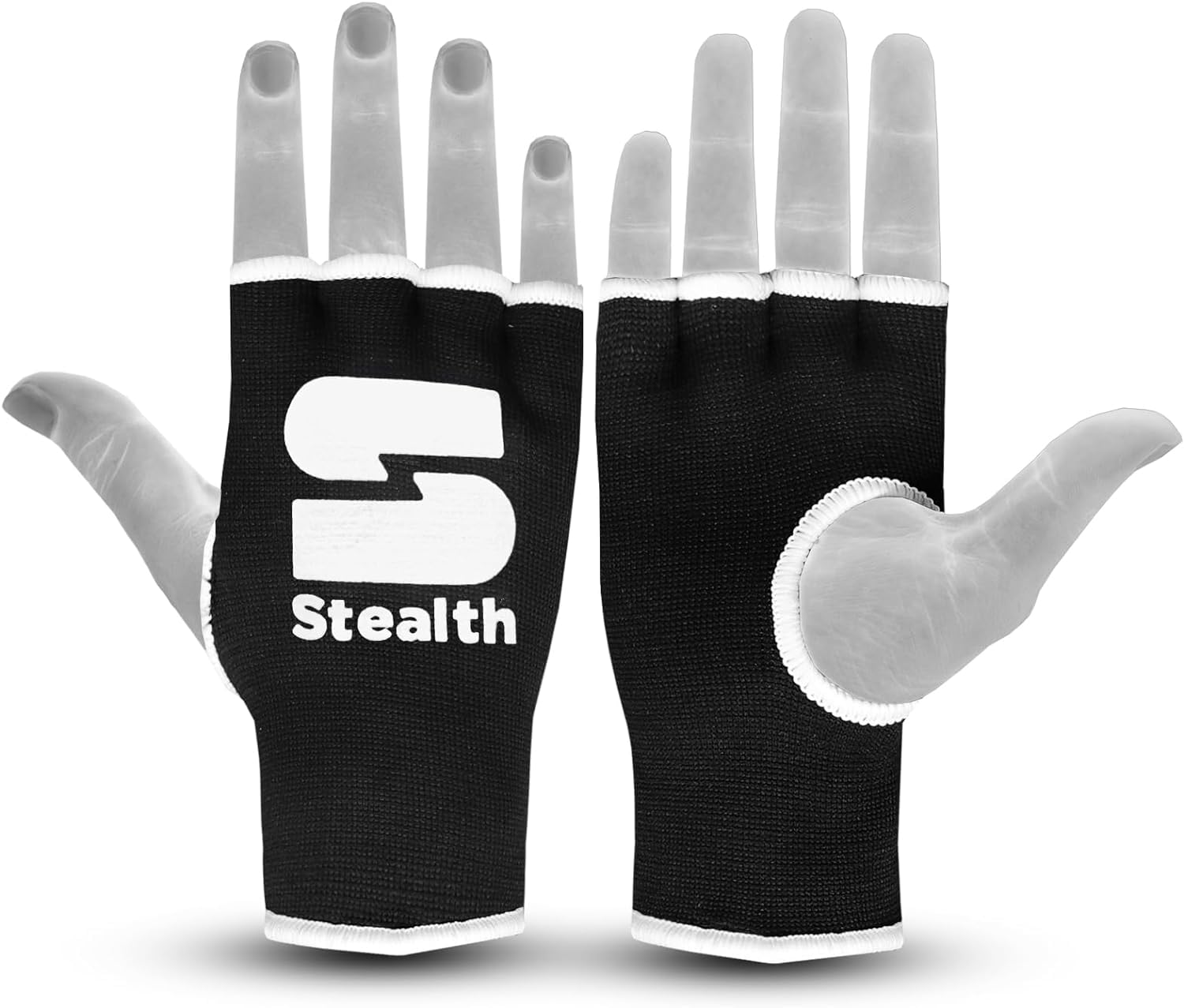 Guanti interni da boxe Stealth Sports - Guanti interni da boxe premium - Guanti da boxe con mezze dita - Guanti da boxe con bendaggio elasticizzato per Kickboxing, Muay Thai, MMA (L/XL
