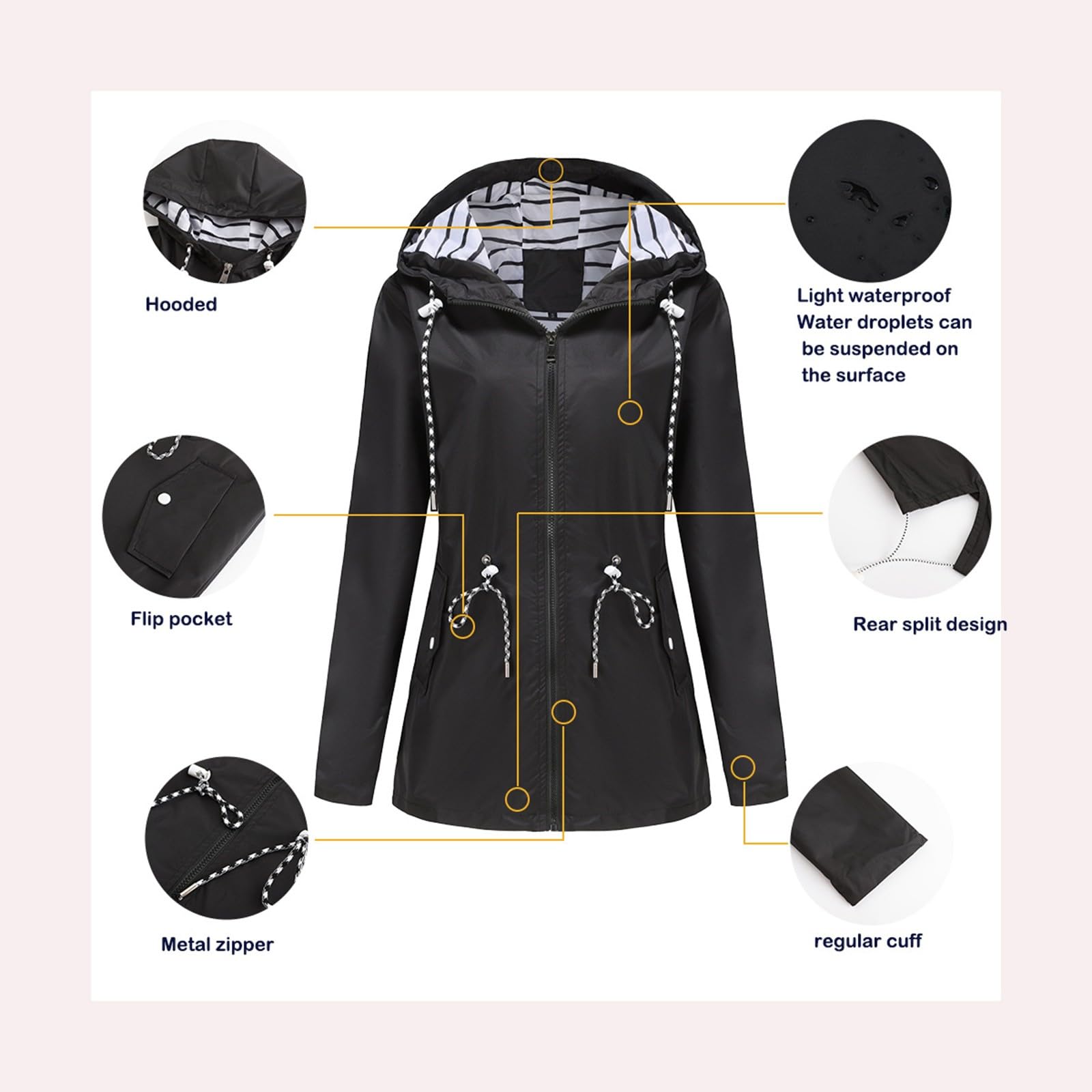 Impermeabili Da Donna Giacca A Antipioggia Impermeabile Leggero Trench Con Cappuccio Esterno Tulle Azzurro Pioggia Lungo Giubbotto Canadian Termica Running Rain Jacket Trekking Antivento
