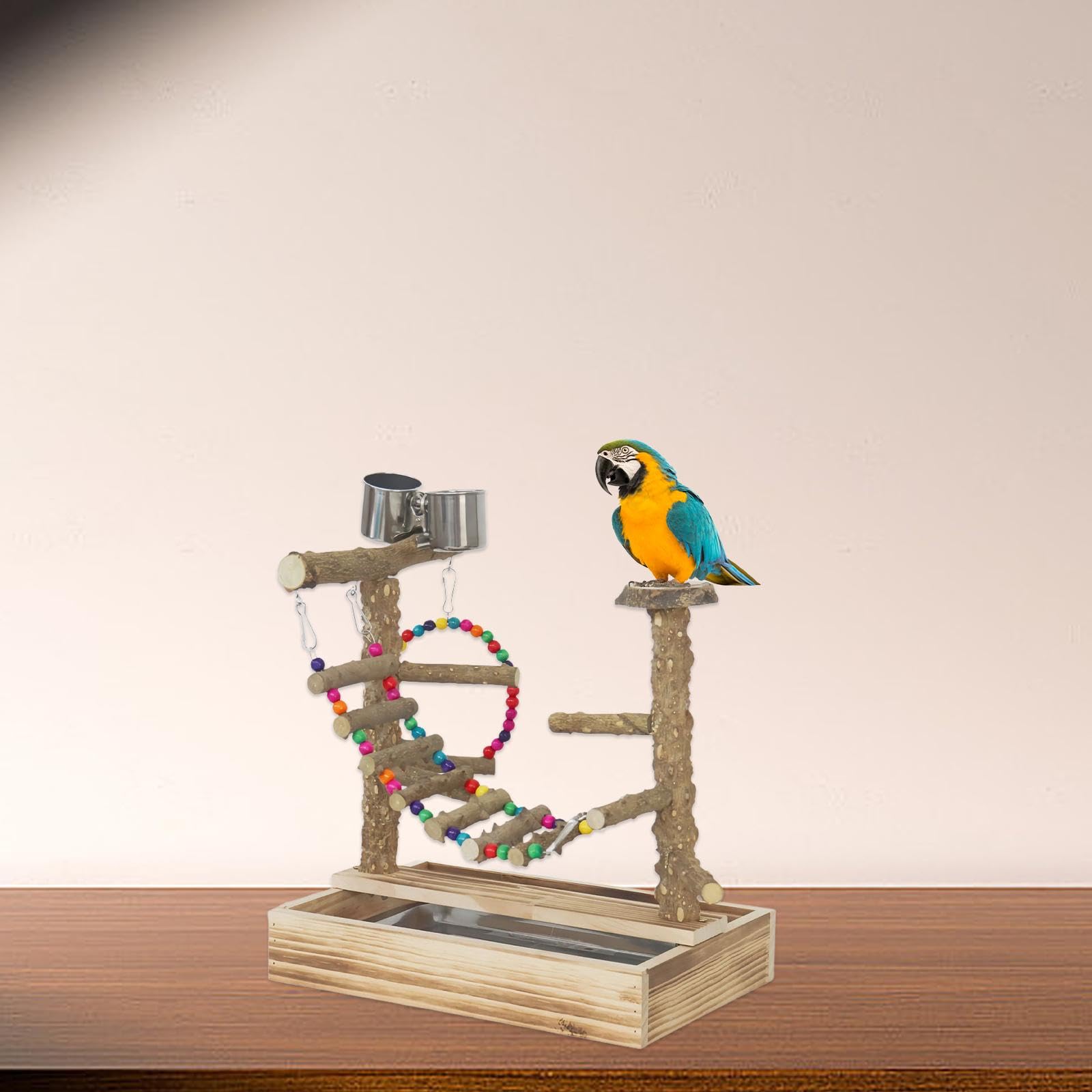 MYCENSE Parrot Playground Perch Play Climbing Ladder Parakeet Playpen Ladder Exercise Activity Center for Budgie Cage Accessories