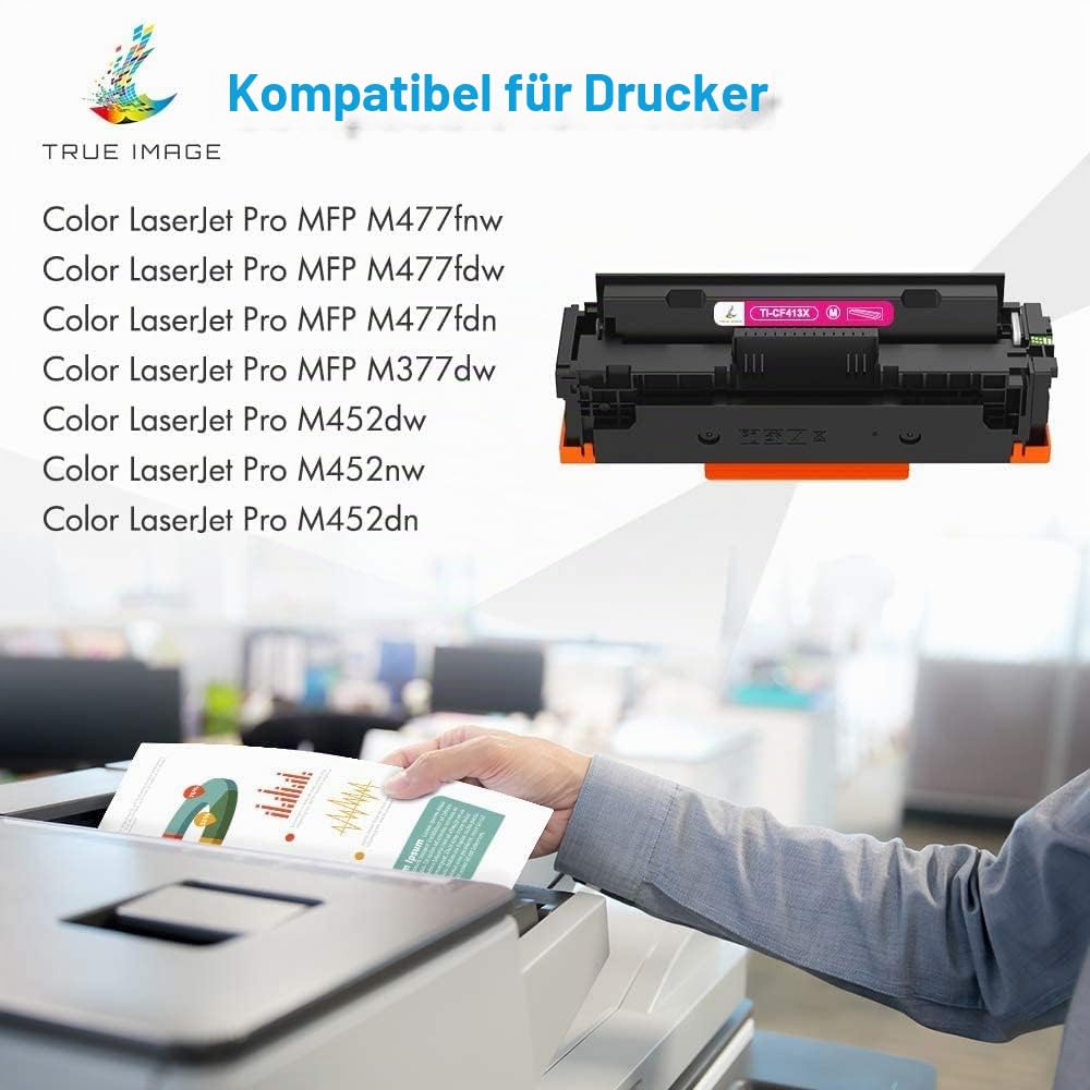 True Image Kompatibel Toner als Ersatz für HP 410 410A 410X CF410X CF410A Color Laserjet Pro MFP M477fdw M477fdn M377dw M477fnw M452dn M452dw M452nw M452 M477 M377 - Schwarz Cyan Gelb Magenta 4er-Pack | Color Laserjet Pro MFP M477fdw M477fdn M377dw M477fn
