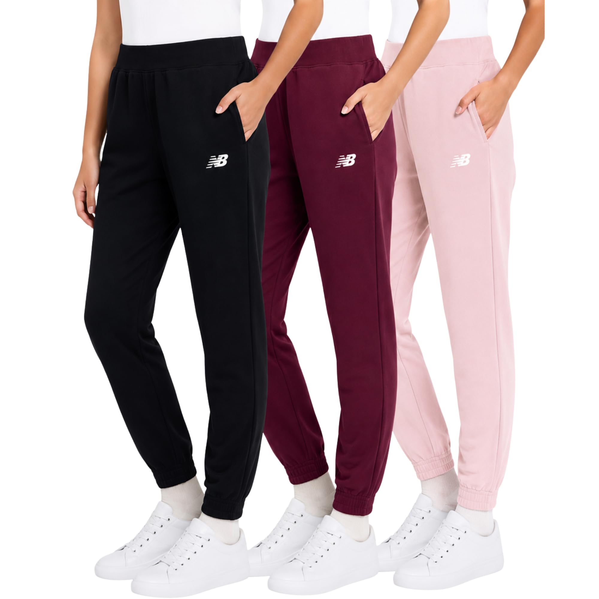 New Balance Active-Fleece-Jogginghose für Mädchen, 3er-Pack, weiche Baumwollmischung, Fleece, athletische Leistung, lässige Sweatpants (4–16)