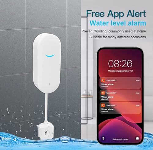 Wifi Water Sensor Leak Detector: Smart Water Leak Detector, Tuya Smart Water Leak Sensor, Wireless Water Level Sensor With App Alerts And Remote Monitor, Water Detectors & Alarms For Home,Basement #TOP2