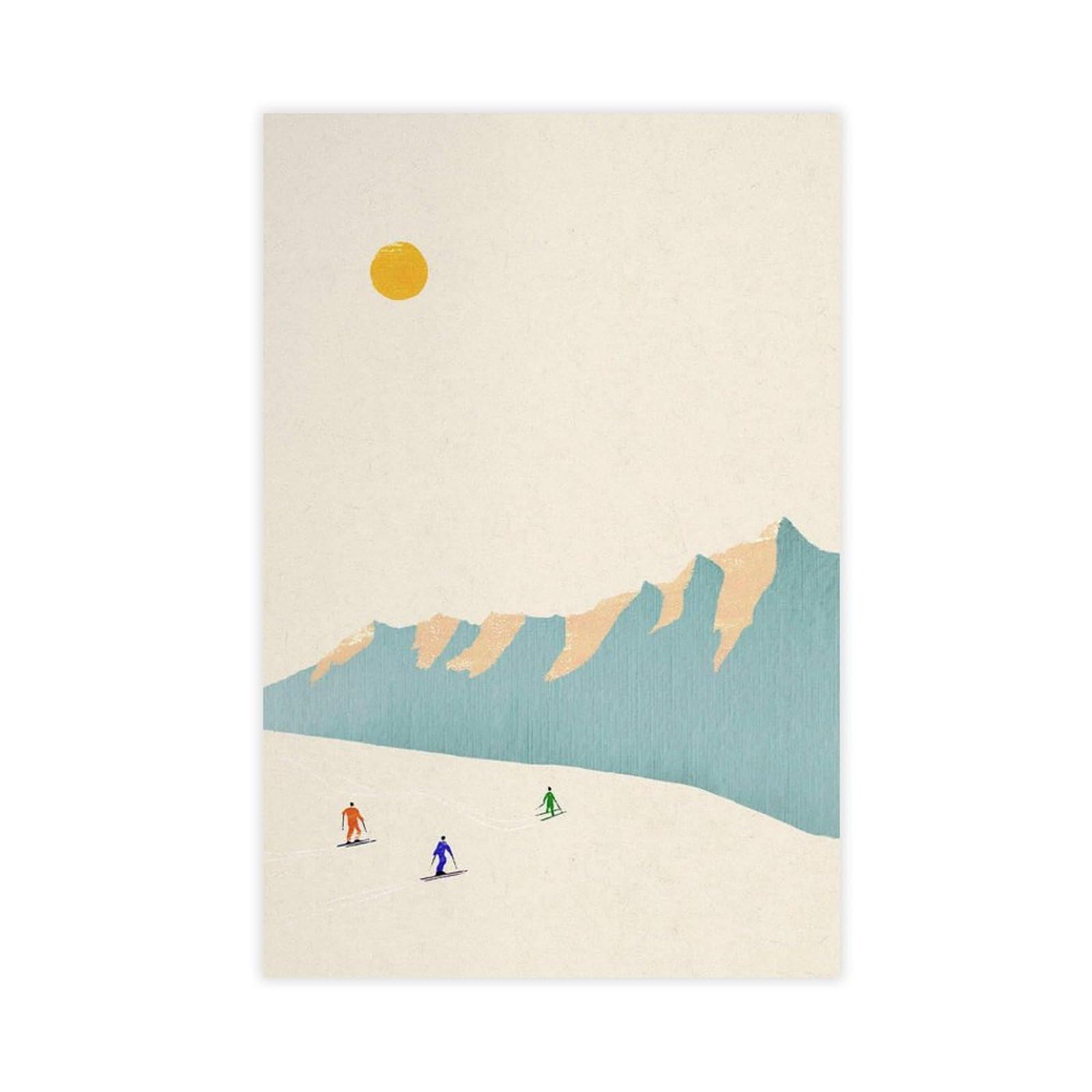Mountain Skiers - Località sciistica piste da sci su tela poster decorazione camera da letto paesaggio ufficio camera da letto decorazione regalo 61 cm L x 91,4 cm W