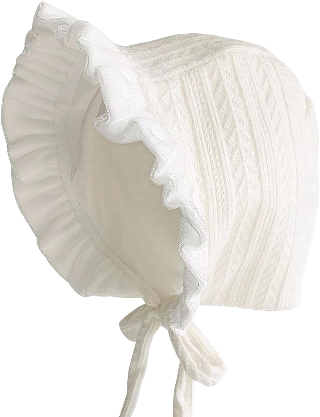 Baby Girls Bonnet Ultra Soft Christening Bonnet Cap Lovely Velvet Flounce Adjustable Hats Soft Cotton Toddler for2-10 Months