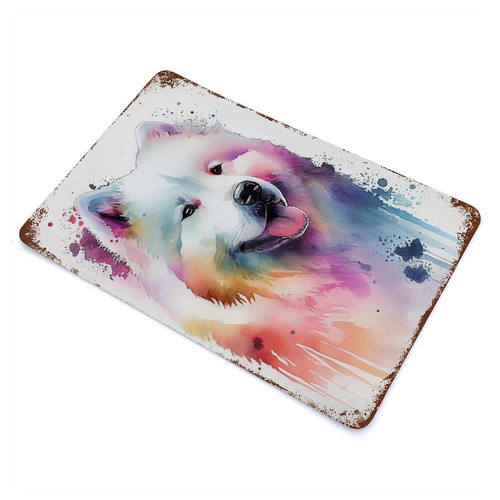 Samoyed Watercolor Retro Metal Sign 11.8"x7.9", Vintage Wall Decor for Garage, Pub Or Kitchen