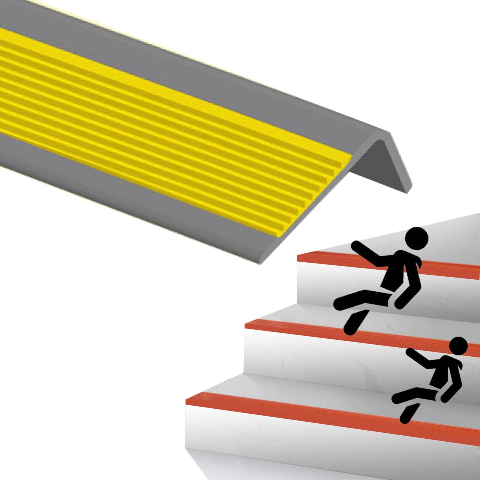 Anti Slip Traction Treads,Stair Edge Protector,Step Edge Trim Rubber Strips,Easy to Install,Outdoor Indoor Staircases Pads Help Elderly,Children to Walk The Stairs Safely