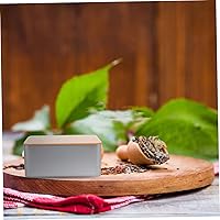 Vista 8 de UPKOCH Lata de té cuadrada con tapa de bambú sellada, recipientes de alimentos, tapas para bolsa de té, cesta de almacenamiento de latas de metal