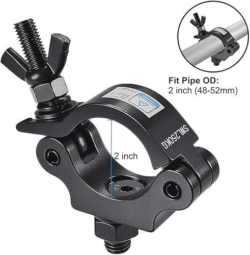 Miniatura 5 de Abrazadera negra para luz de escenario, 4 abrazaderas de luz GZhuoNan Professional de 1.9-2.0 pulgadas (1.890-2.047 in) de aluminio con