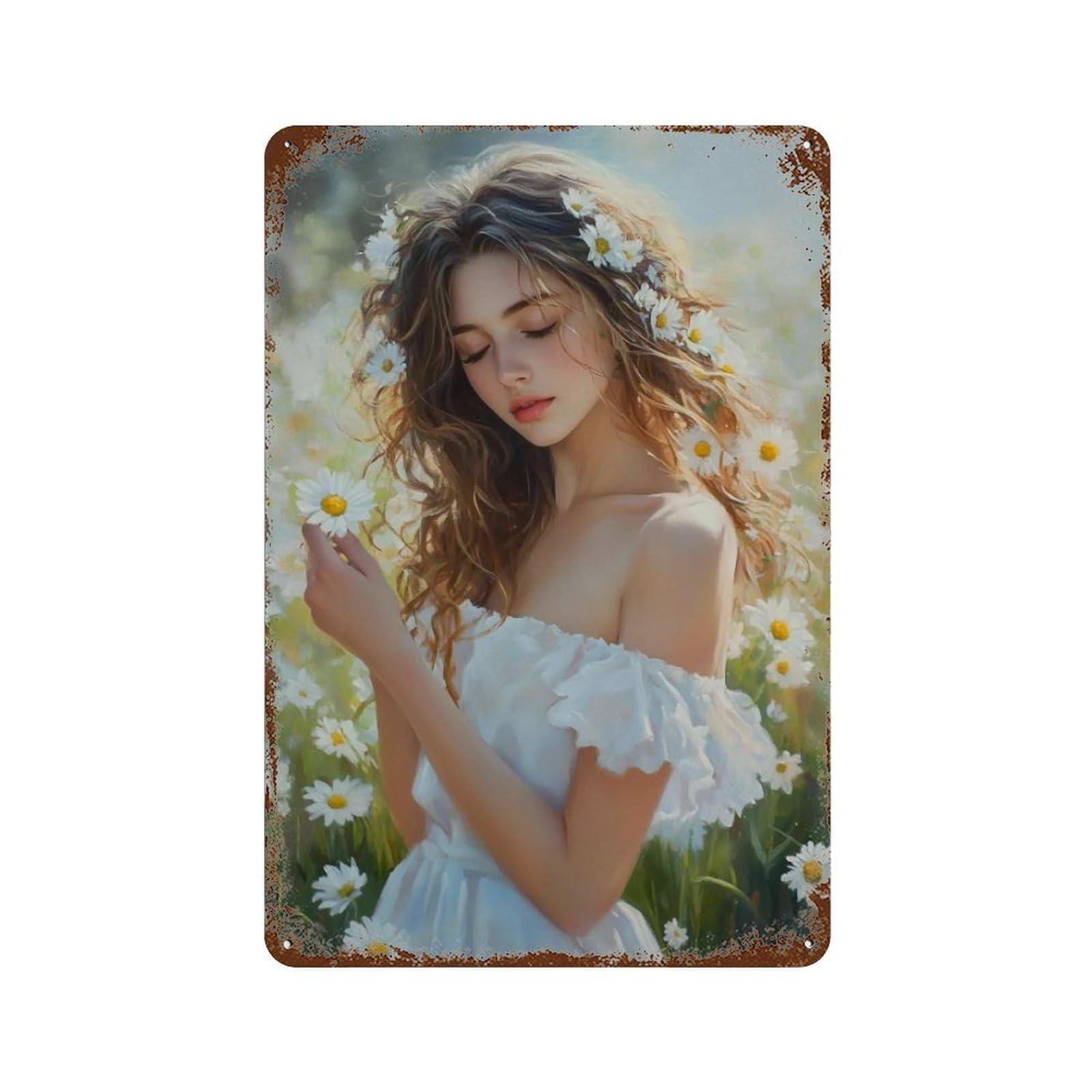 HDURYEYRYY Maiden Among Daisies 03 Wall Retro Iron Vintage Art Metal Tin Sign Poster Modern Home Cofffee Club Art Bar Shop Decor 30x20cm