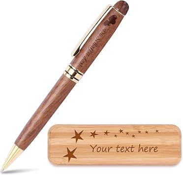Custom Engraved Luxury Wooden Ballpoint Pen Gift Set with Business Pen Case Display, Nice Writing Pen with Box and Gel Ink Refills - Executive Pen and Box Style 2