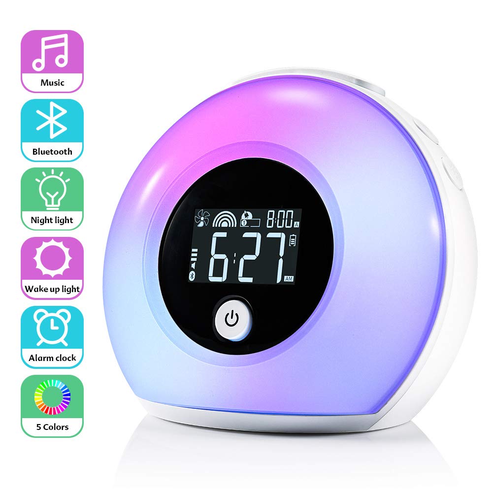 Réveil Lumineux En Forme De Lune Wothfav - Lampe Chevet Tactile, Bluetooth, Lumières RGB, Veilleuse Enfant