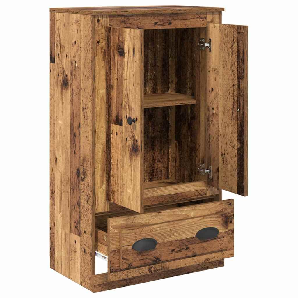 Highboard Meuble haut en bois vieilli 60 x 35,5 x 103,5 cm avec tiroir et portes, commode moderne pour salon, chambre à coucher, couloir, avec espace de rangement et étagère pour l'ordre