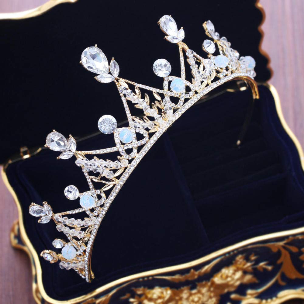 Tiara, stop strasu, biżuteria na głowę, dla panny młodej, ze złota, prosta, modna, na wesele, wesele, ozdoba do włosów, opaska na czoło w stylu vintage, prezent