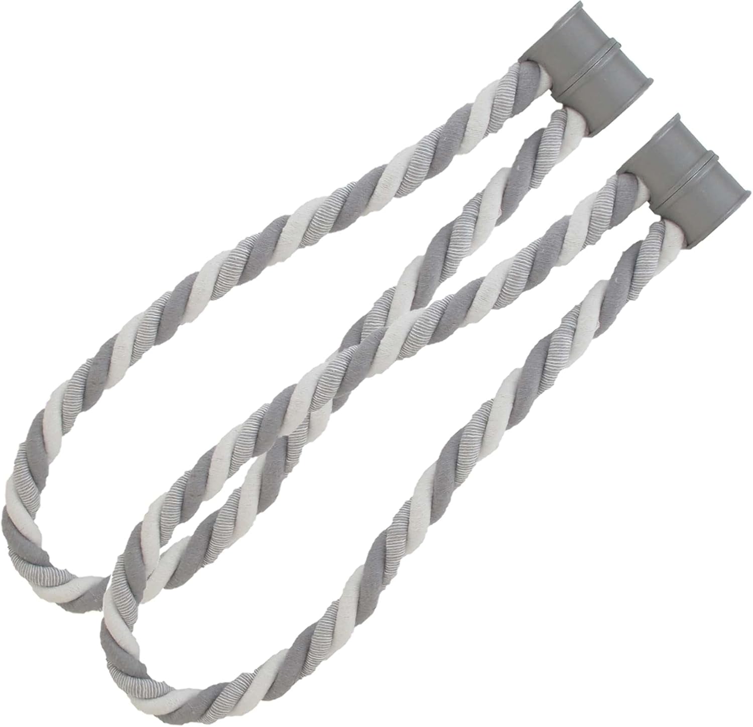 Set of 2 Magnetic Braided Cord Curtain Tiebacks – Durable Woven Design for Easy Use – Gray