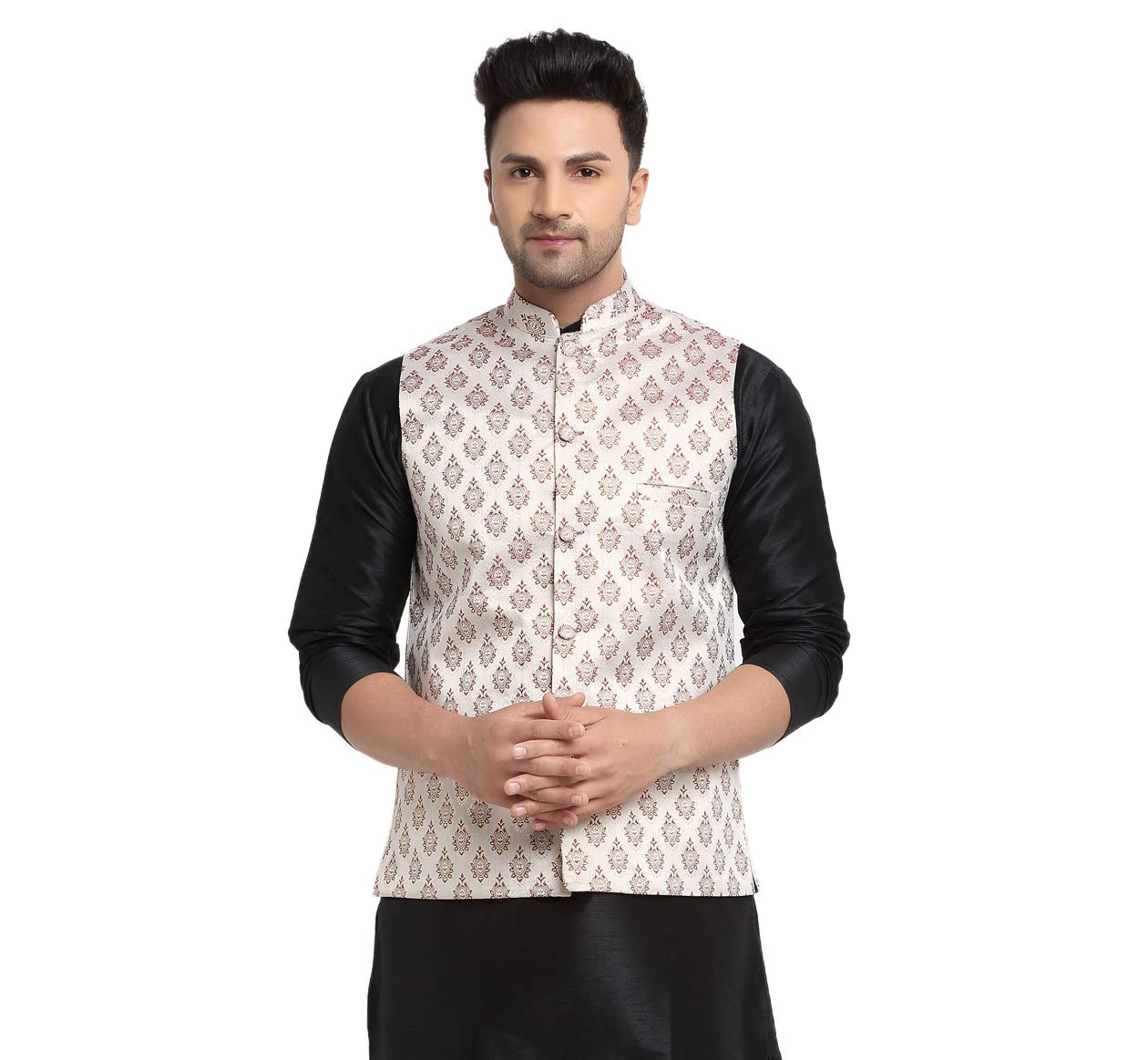ABH LIFESTYLE Men's Jacquard Nehru Jacket.