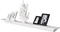 WELLAND 60-Inch White Corona Crown Molding Floating Mantel Shelf - Solid Pine Wood Wall Mounted Photo Ledge