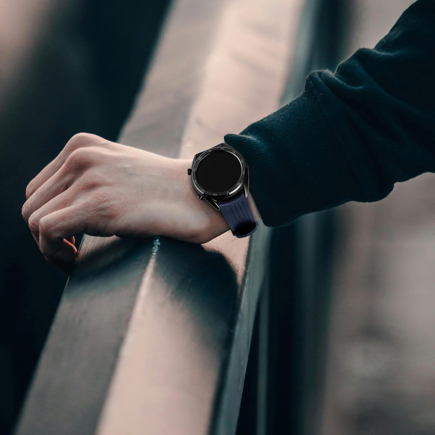 WOCCI 22mm Watch Band, Curved End, Silky Touch Silicone, Black Buckle (Blue) - Image 7