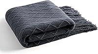 Vista 106 de inhand Knitted Throw Blankets for Couch and Bed, Soft Cozy Knit Blanket with Tassel, Black Lightweight Decorative Blankets and Throws, Farmhouse