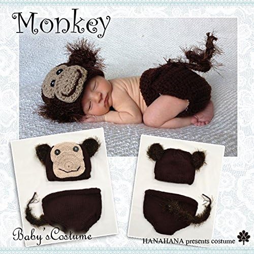 Amazon 0 2ヶ月 小 Baby108 ベビー コスチューム 寝相アート ハロウィン 猿 おサルさん お猿 セット ベビー服 記念撮影 赤ちゃん 毛糸 ハンドメイド 写真撮影用 衣装 誕生記念 赤ちゃん服 仮装 かわいい ベビーニット帽 コスプレ 着ぐるみ 靴 出産祝い 0 2ヶ月 小