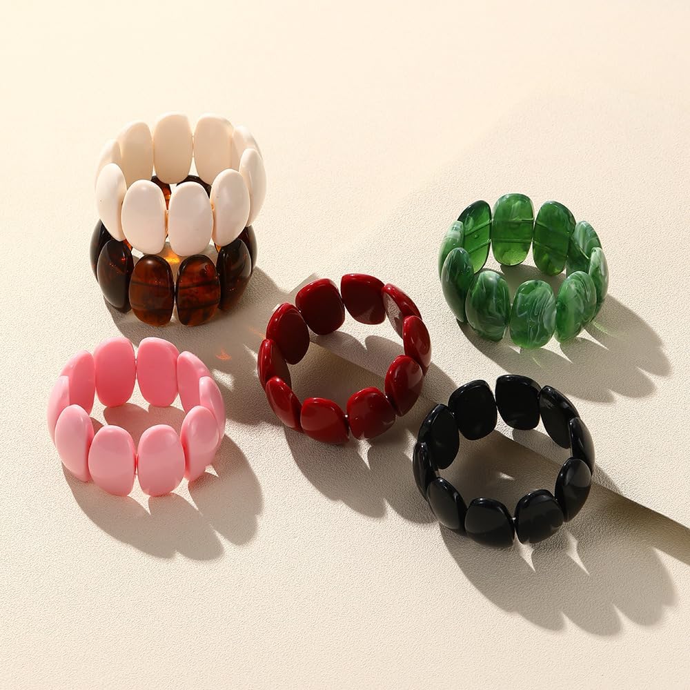 tenghong2021 Colorful Acrylic Resin Bracelet for Women Multiple Color Square Acrylic Resin Chunky Bangle Geometric Plastic Wristbands Cuff Bangle for Women Holiday Jewelry - Image 3