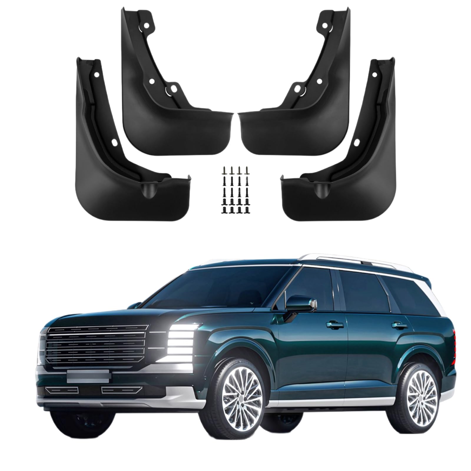 No Drill Mud Flaps Compatible with Hyundai Palisade 2026(Only for Calligraphy), OEM Style Textured Black Custom Fit All Weather Exterior Accessories(4PCS)