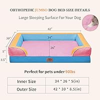 Vista 578 de Comfort Expression Cama ortopédica para perros extra grandes de 45 x 35 pulgadas, cama para mascotas XL de espuma tipo caja de huevos impermeable