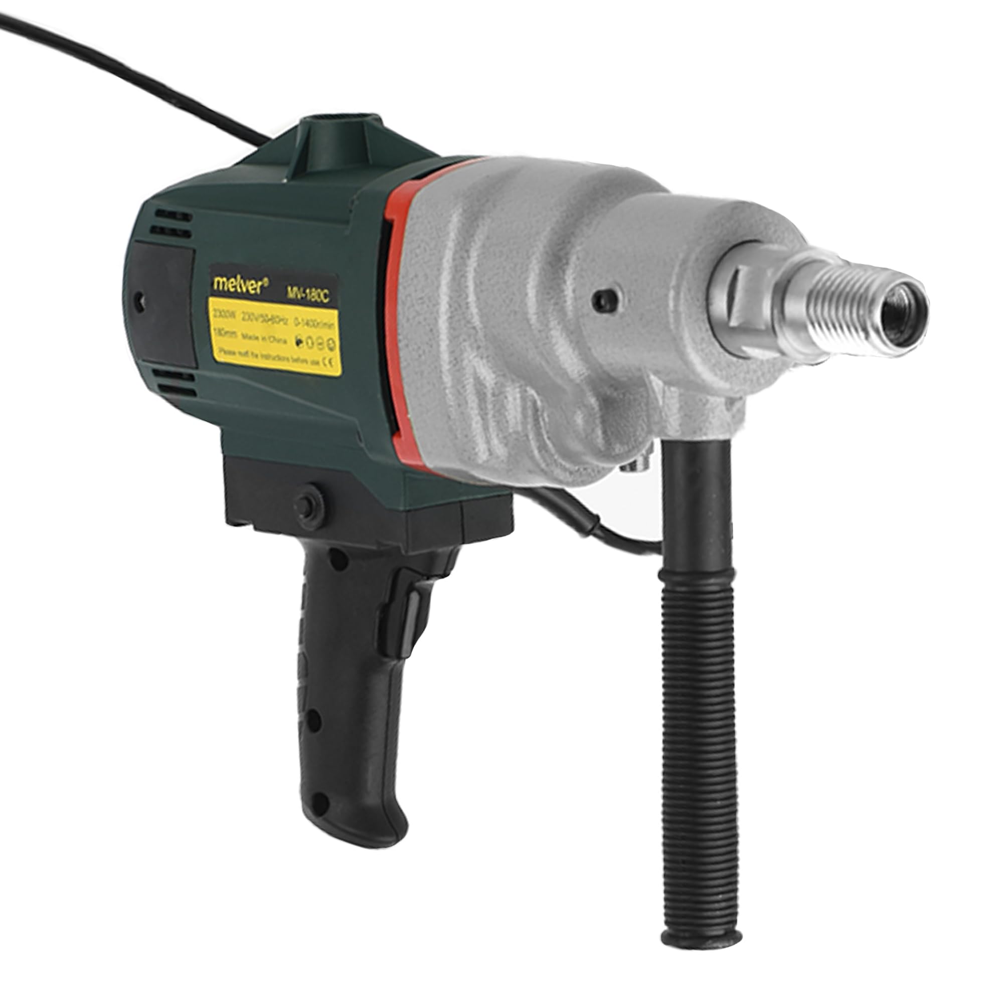 MELVER Taladro central manual 2300 W - Taladro de diamante con interruptor de protección PRCD - Taladro central 1400 RPM para perforación en húmedo y seco