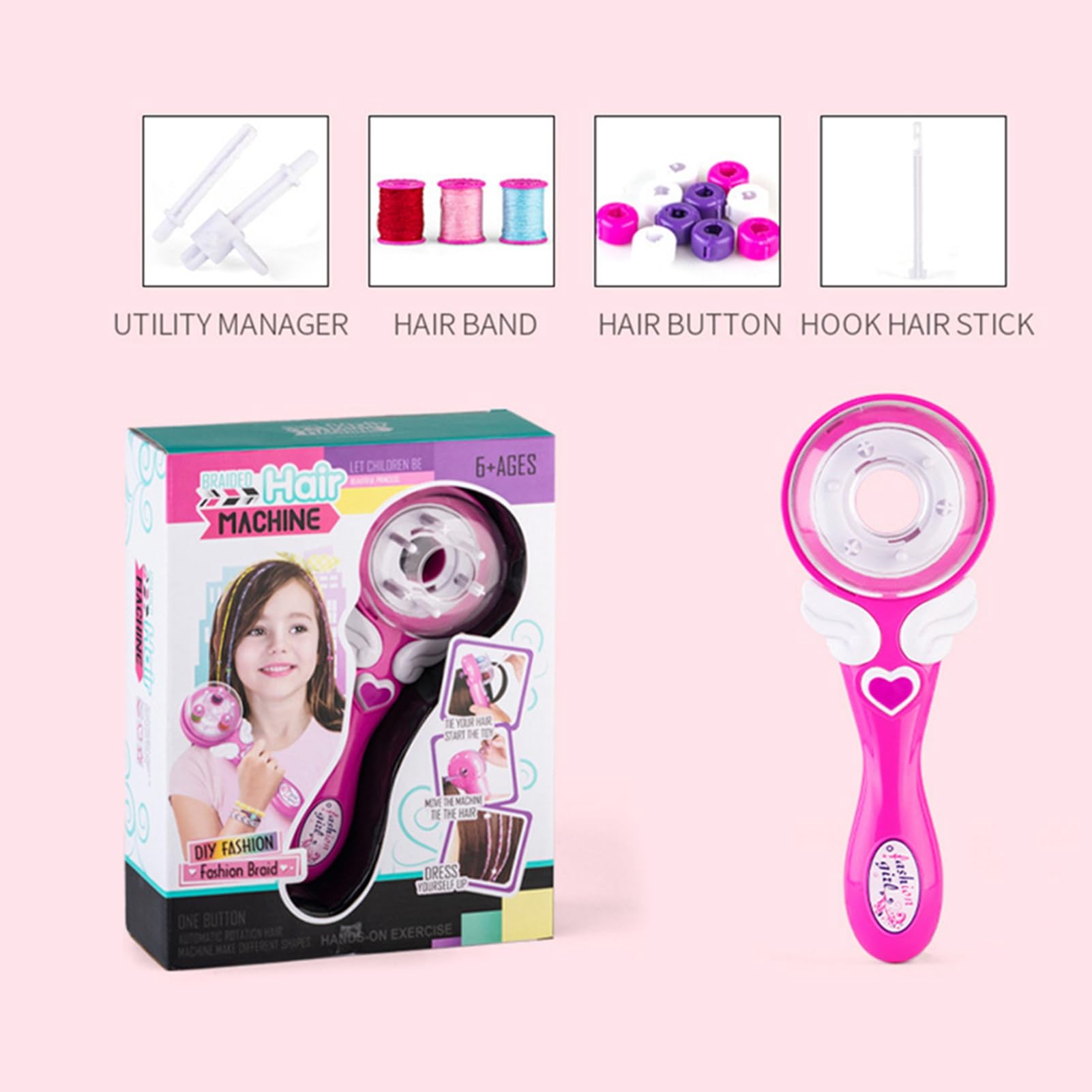 Trenzador automático de cabello para niños, máquina eléctrica de trenzado, kit de herramientas de peinado para decoración de cabello, herramienta de trenzado de cabello trenzado para niñas pequeñas
