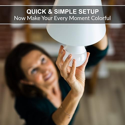 Miniatura 7 de Himalayan Glow Bombilla LED, RGB que cambia de color y regulable, bombilla multicolor de control WiFi de 9.5 vatios, compatible con Alexa, Google