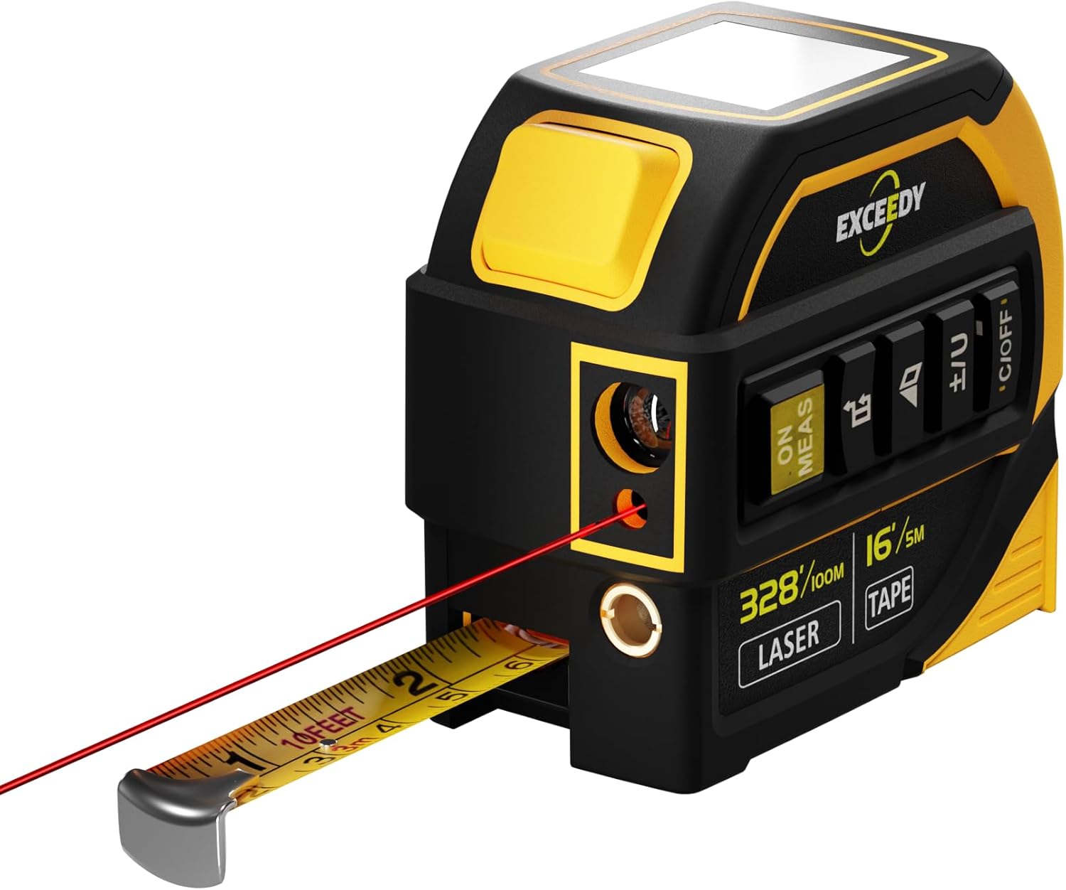 2-in-1 Laser Tape Measure 328Ft Rechargeable Laser Measuring Tool & 16Ft Measuring Tape, Laser Crosshairs, Biaxial Electronic Angle, Measuring Area, Volume, Pythagorean, Cosine, Ft/Ft+in/in/M Unit