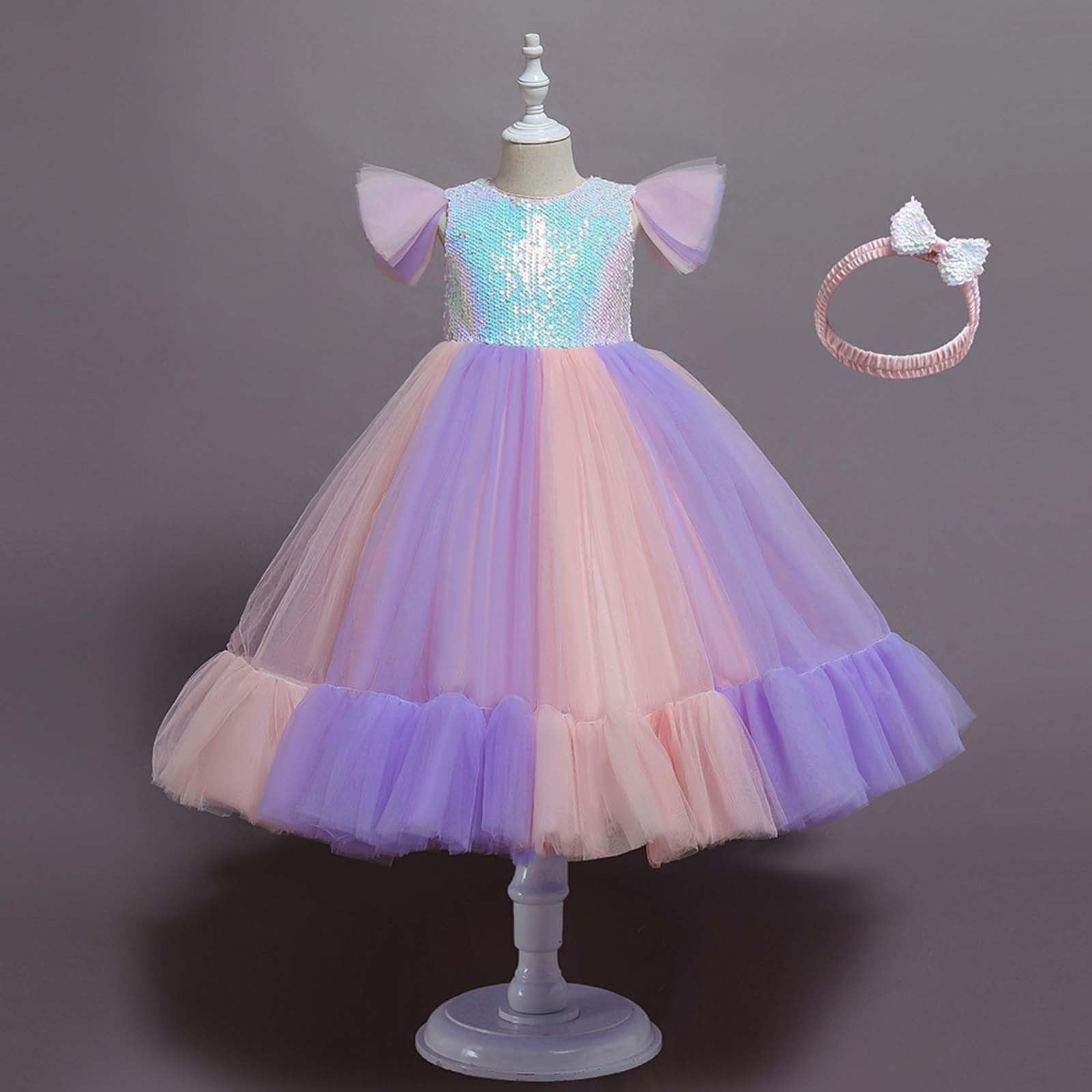 Generico Gonna Tulle Bambina Tutu Ballerina Bambina Gonna Regalo per lei Abito da Festa con Fascia Glitterata E Cerchietto, Maniche A Sbuffo E Tutu per Occasioni Eleganti