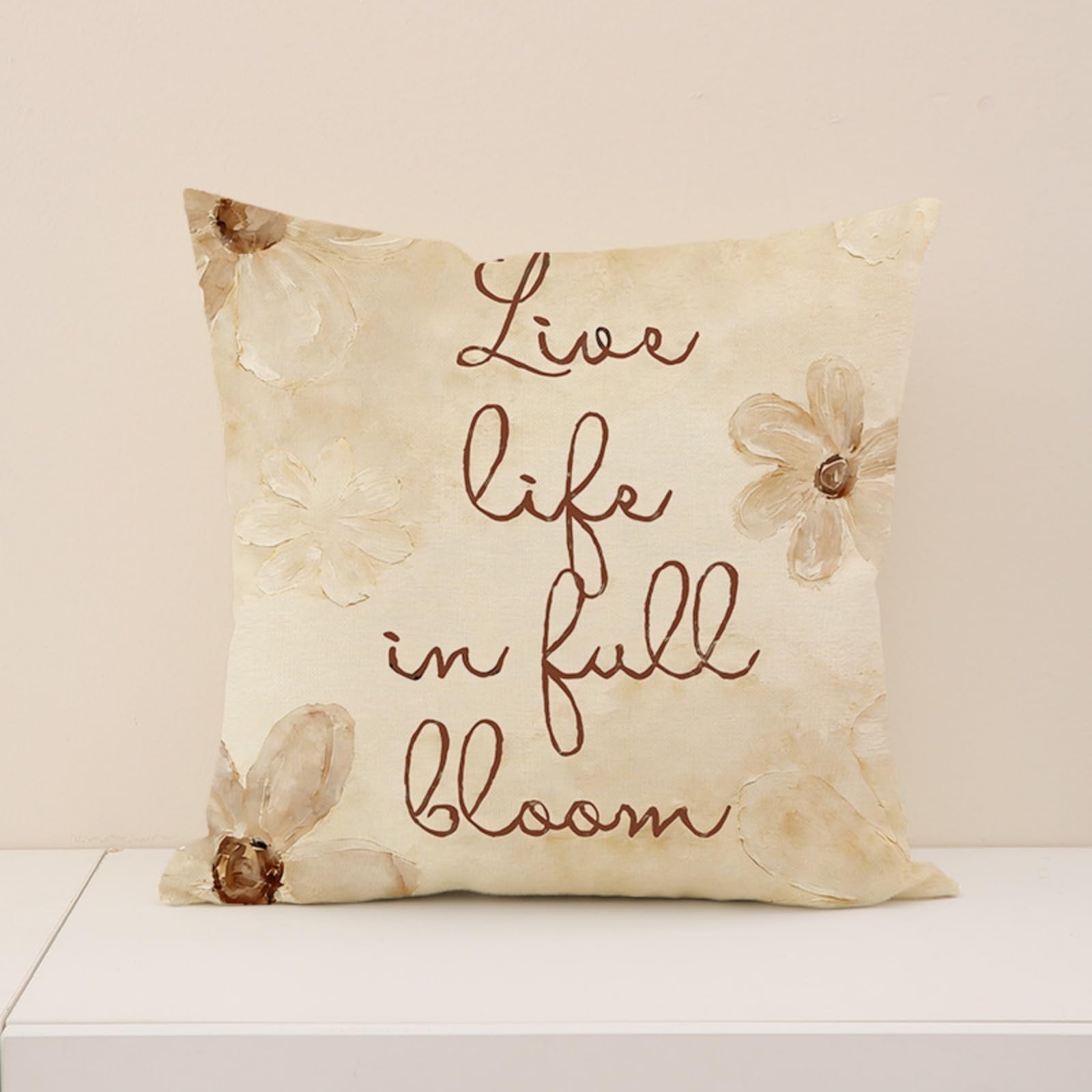 Cushion Covers 40cm x 40cm Brown Plants Sofa Cushion Cover Linen with Invisible Zippers,Throw Pillow Covers for Bedroom Home Decor