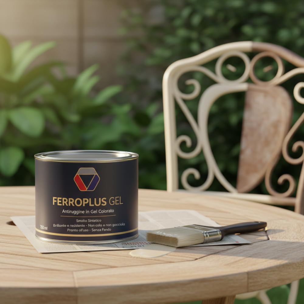 FORTUNATO Kit 3 Pezzi FerroPlus Gel, 3 x 0,75 l, Smalto Sintetico Gel, Antiruggine, Biancoperla RAL 1013, Finitura Lucida, Per Ferro e Metallo