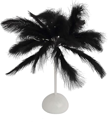Miniatura 7 de Efavormart - Lámpara de mesa LED de plumas de avestruz negra de 15 pulgadas, funciona con pilas, centro de mesa de boda inalámbrico