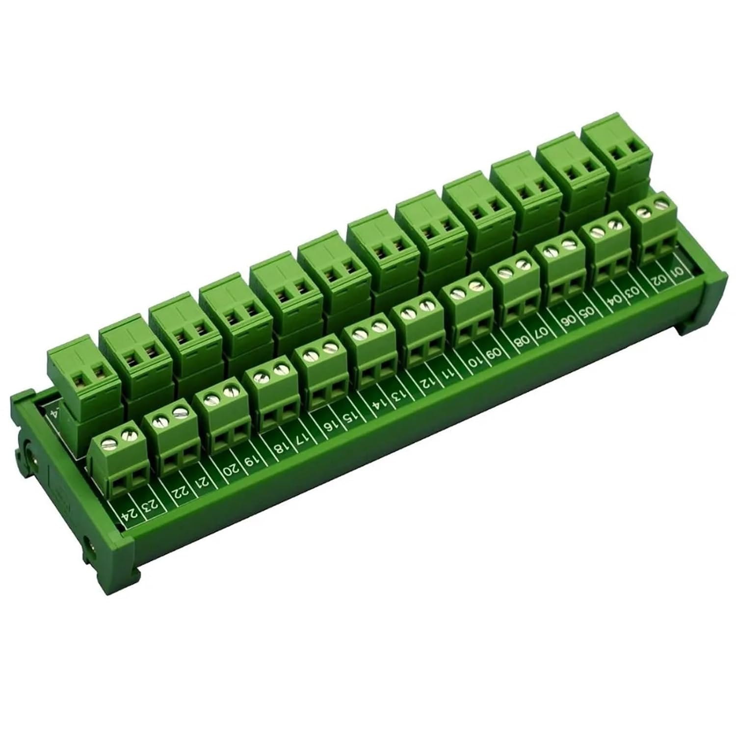 Electronics-Salon DIN Rail Mount Pluggable 12x2 Position 10A/300V Screw Terminal Block Distribution Module. (Top Wire Connects)