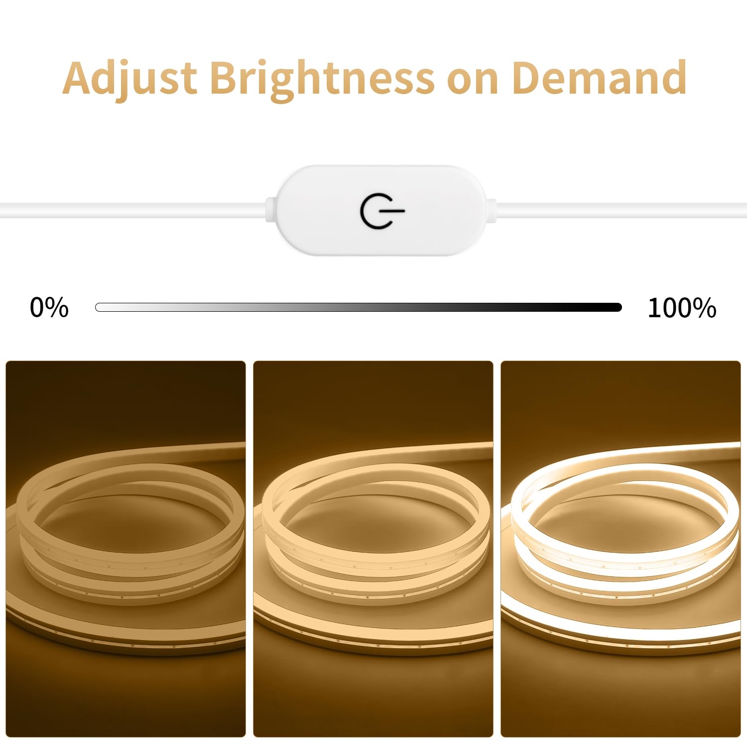 iNextStation 2M Blanc Chaud Ruban LED, 5V Néon Bande LED USB Dimmable, IP65 Etanche, Découpable Autocollante Bandeau Lumineuse, Strip Light pour Cuisine Chambre Vitrine Camping Car Extérieur Déco
