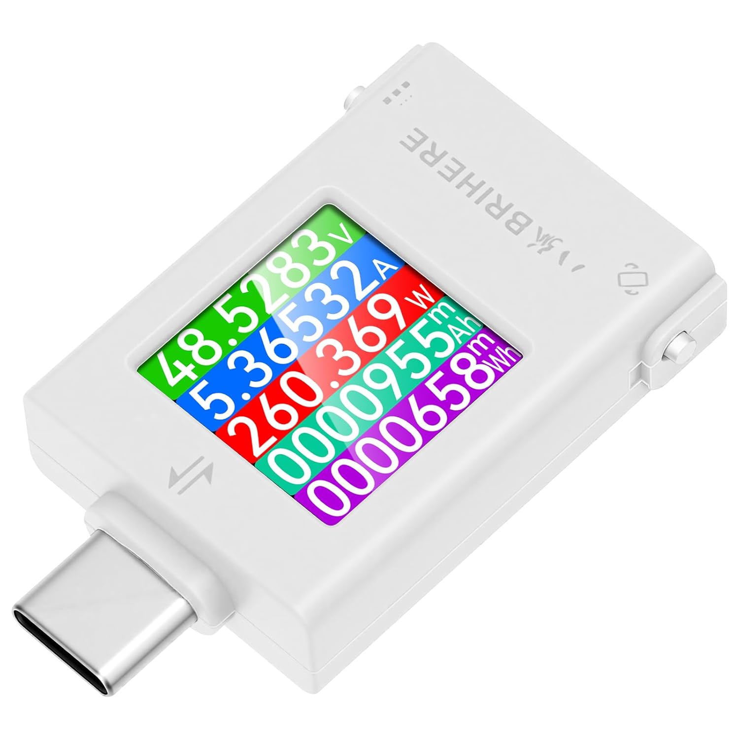 USB C Power Meter USB C Tester, USB Multimeter 4.5-50V 0-12A Two-Way Measurement Voltage Current Capacity Amp Volt Voltmeter Ammeter Detector Color Display Digital Tester for Chargers Power Bank Cable