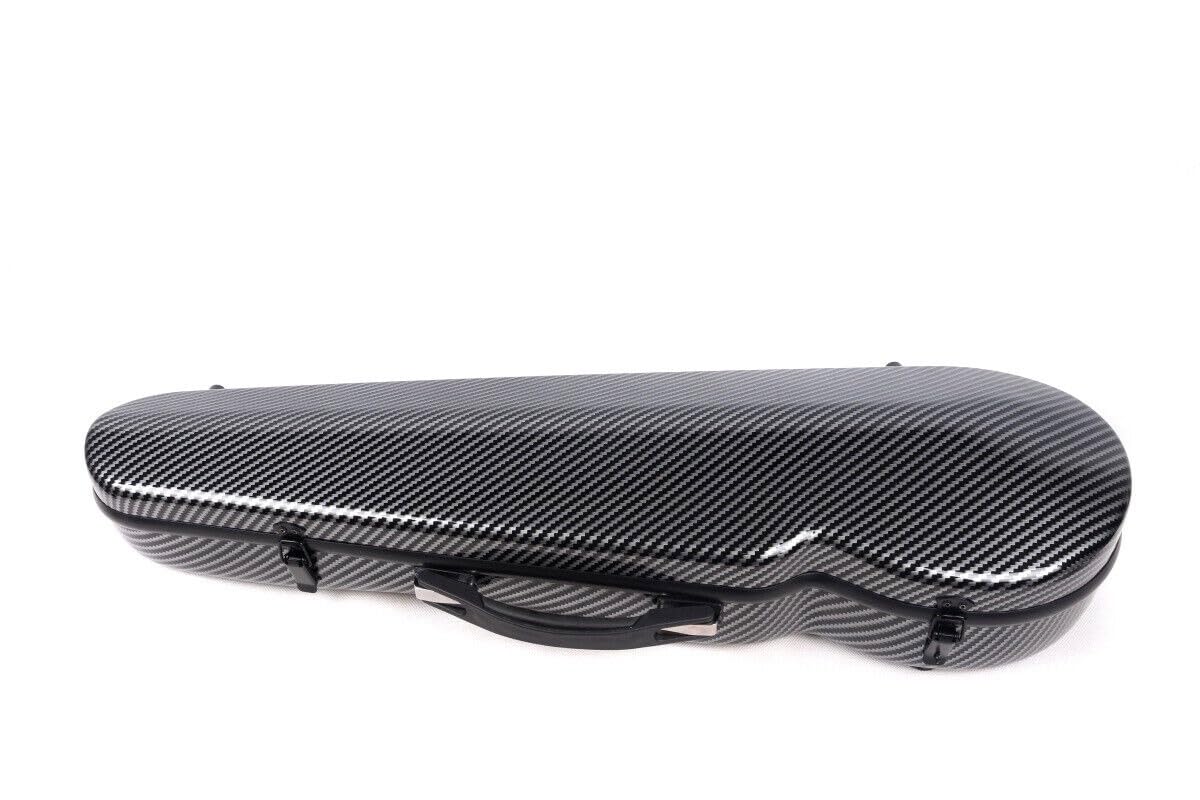 Estuche de violín de tamaño completo 4/4, a rayas de fibra de carbono, caja de violín cepillada a rayas, ligera, colorida, fácil de transportar (rayas negras), funda 14 MN