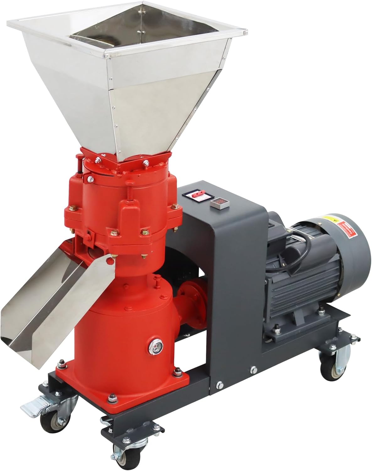 4mm Chicken Feed Pellet Mill Machine with 3-Head Pressure Rollers 3.5KW Electric Animal Feed Grinder & Pelletizer 330 lbs/h Output & Square Hopper for Poultry/Livestock Farm Use 220V