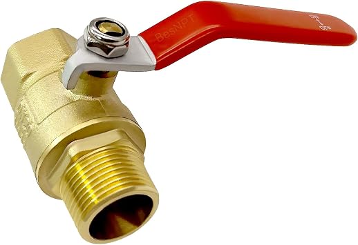 Brass 3/4" NPT Male to 3/4" NPT Female Shut-Off Ball Valve | Solid Brass High Temperature Resistance Easy to Install for Water Fuel Air